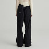 BLACK OVERSIZE STRING CARGO PANTS