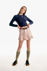 スモールチェリーケーブルクロップニット／SMALL CHERRY CABLE CROP KNIT [DARK NAVY]
