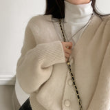 [7color/guaranteed color] Milk Tea Angora V-neck cardigan