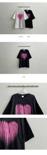 セーフピンクハート半袖Tシャツ / Safe pink heart short sleeve T-shirt