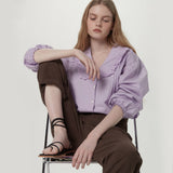 Ruffled collar blouse - White (6671628107894)