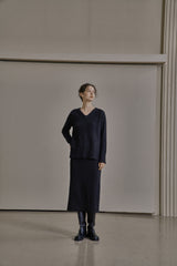 ウール Vニット/WOOL V-KNIT_CHARCOAL