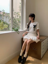 Balletcore Ribbon Loose Fit Short Sleeve Tee