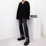 SK オーバサイズフィットショルダーボタンニット/SK Oversized Fit Shoulder Button Knitwear (4 colors)