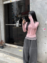 マホレイヤードテンセル長袖Tシャツ