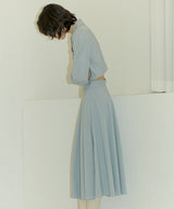 HIGH WAIST FLARE MAXI SKIRT - NILE BLUE (6689409171574)