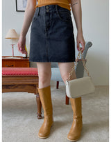 2ボタンデニムスカート / two-button black denim skirt