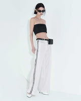 [REORDER] Pleated Logo-Tape Trousers _ White