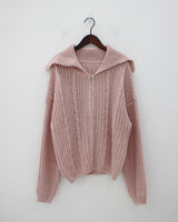 カラプレッツェルニットジップアップ / Kara pretzel knit zip-up (5color)