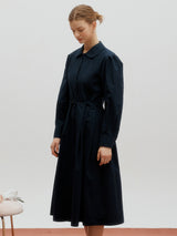 Pintuck cotton dress - Navy (6682205651062)