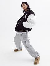 Balloon over cargo fleece jogger pants Melange Gray