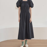 [LINE] Smoke Banding Puff Dress (Black) (6696310964342)