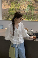 レースアップブラウス /  laceup white blouse