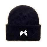 Ribbon Angora Beanie &Gloves [White Ribbon]