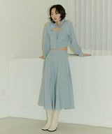 HIGH WAIST FLARE MAXI SKIRT - NILE BLUE (6689409171574)