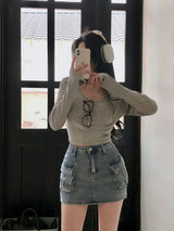 [BELLIDE MADE] スウィングリブクロップド長袖Tシャツ