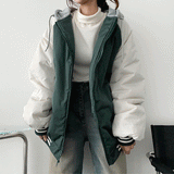 Doran Two-Way Gray Hood Color Raglan Padded Jumper