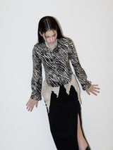 Zebra Silky Shirts (BEIGE)