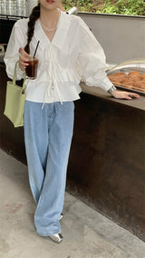 レースアップブラウス /  laceup white blouse