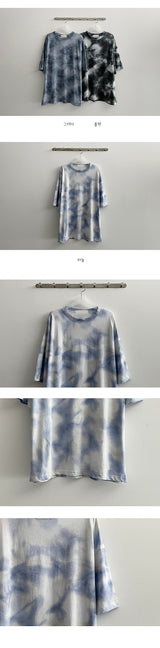 ベールタイダイプリンティングショートスリーブTシャツ / Veil tie die printing short-sleeved T-shirt