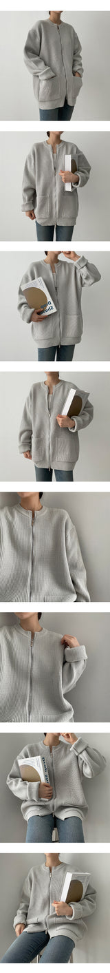 パッドツーウェイラウンドニットジップアップ / Pad Two-Way Round Knit Zip-Up