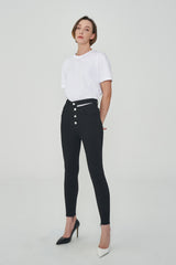 ウェストスリットスキニージーンズ/WAIST SLIT BLACK SKINNY JEAN [6803]