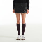 チェリープラネットデニムスカート / CHERRY PLANT DENIM SKIRT [BLACK]