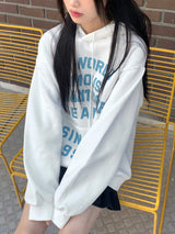 [Brushed lining] world lettering overfit hooded t-shirt