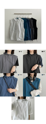 ドニーストリングフードベスト / dony string hooded vest