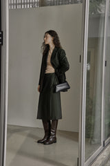 ウールツイルセットアップスカート/WOOL TWILL SETUP SKIRT_DEEP KAHKI