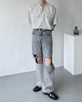 CR ツイードラウンドハーフシャツ / CR Tweed Round Half Shirt (2 colors)