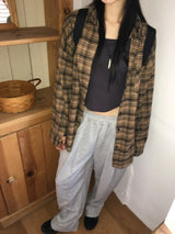 Gaten brushed check long-sleeved shirt