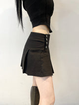 775. Sugar check black pleats mini sk (2color)