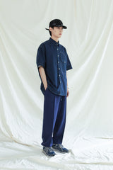 フロントシームツーウェイワイドスウェットパンツ / FRONT SEAM 2WAY WIDE SWEAT PANTS NAVY (6554443513974)