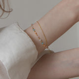 パステルキャンディーチェーン925シルバーブレスレット/[2way] Pastel candy chain 925 silver bracelet/anklet