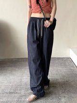 アンダーノンフェードサマーリネンローデニムワイドパンツ / Ander Non-Fade Summer Linen Raw Denim Wide Pants