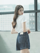 リネンデニムショート / W1011 LINEN DENIM SHORT_DEEP BLUE