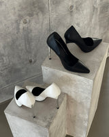 Silver-grooved Stelleto high heels