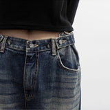 Keevy Button Wide Denim Pants