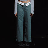 ターンアップロゴベルト ローライズパンツ / TURN UP LOGO BELT LOW RISE PANTS (GR)
