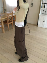 Minka Bag Ribbon Shirring Pintuck Cotton Cargo Pants