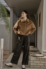 フェイクファーショートコート/FAKE FUR SHORT COAT_BROWN