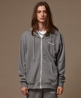 Pigment washed zipup hoodie - Grey (4622122680438)