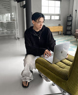 メッシュフードニットジップアップ