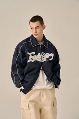 BIG LOGO PIPING BLOUSON - NAVY