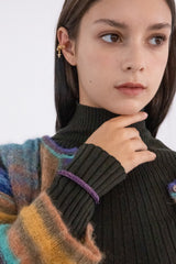 ニッティングウィズドロップチェーンバングルブレスレット/Knitting with drop chain bangle bracelet (Gold)