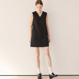 Vネックミニマルミニドレス/V-neck minimal mini dress_black