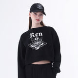 Renクロップスウェットシャツ/0 9 Ren crop sweatshirt - BLACK