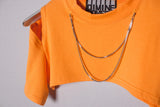スリットネックレスクロップTシャツ / TOP(9326) Slit Necklace Crop Tee