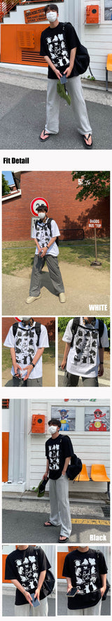 レイジーキャットハーフTシャツ / LAZY CAT HALF T-SHIRTS(2COLOR)